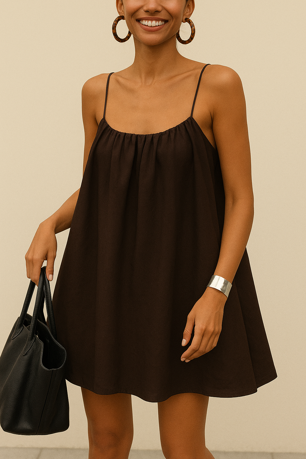 French Black Spaghetti Strap | Women's Elegant Summer Dress | Midi