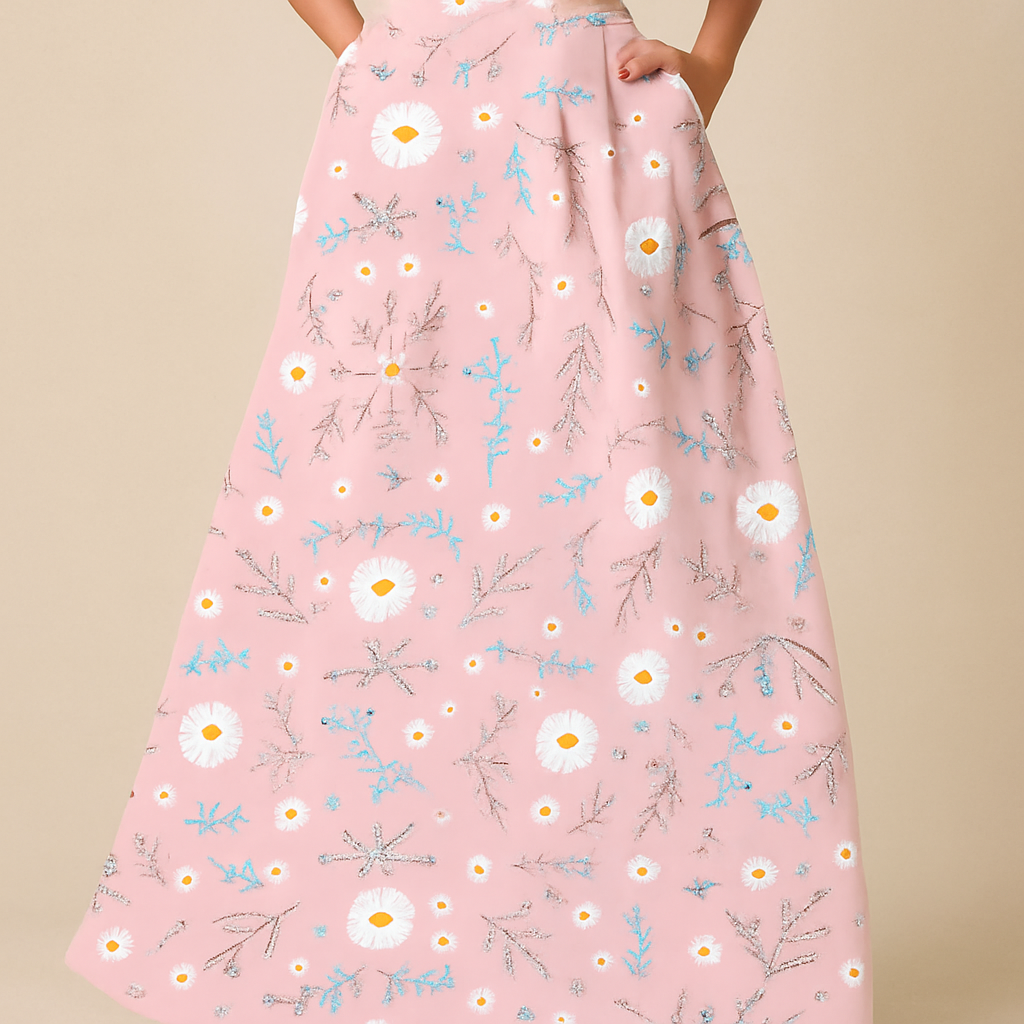 Bohemian Yellow Floral Skirt | Women's High Waist A-Line Skirt | Maxi