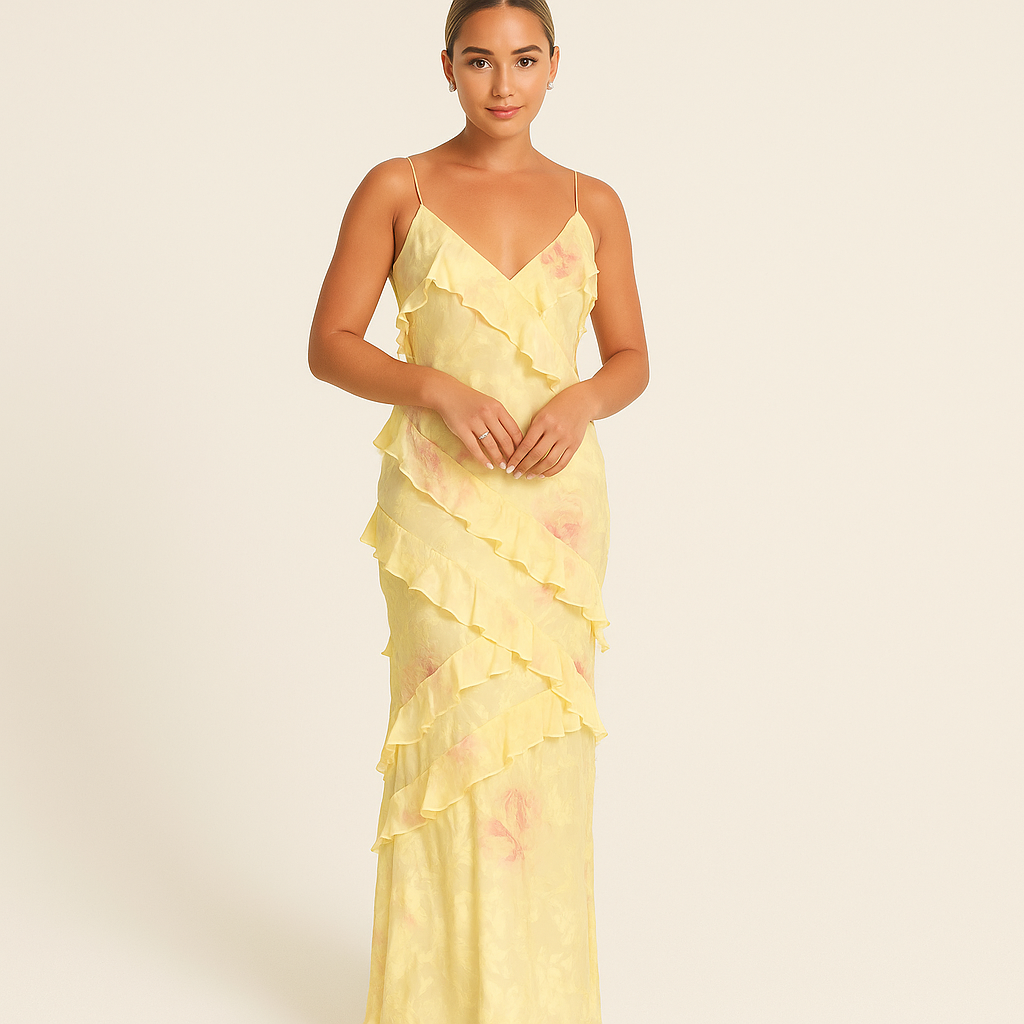 Athisa | Women's Ruffle Open-Back Summer Dress | Maxi