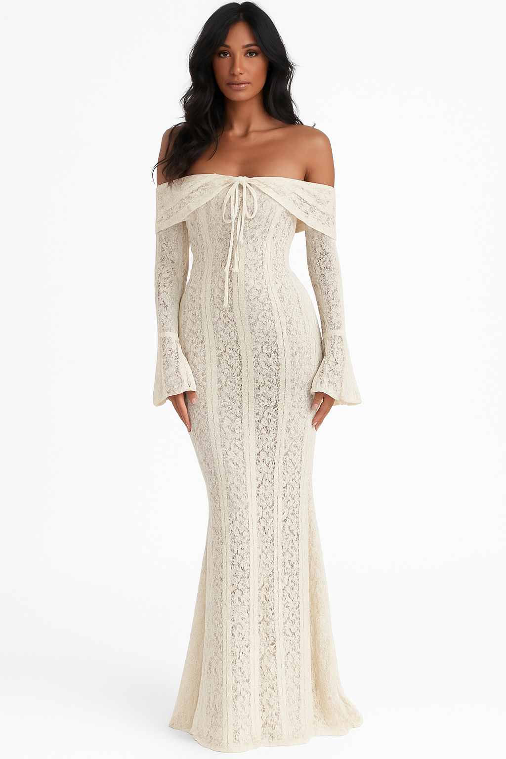 White Delicate Off-Shoulder Dress | Women's Chic Party Dress | Maxi
