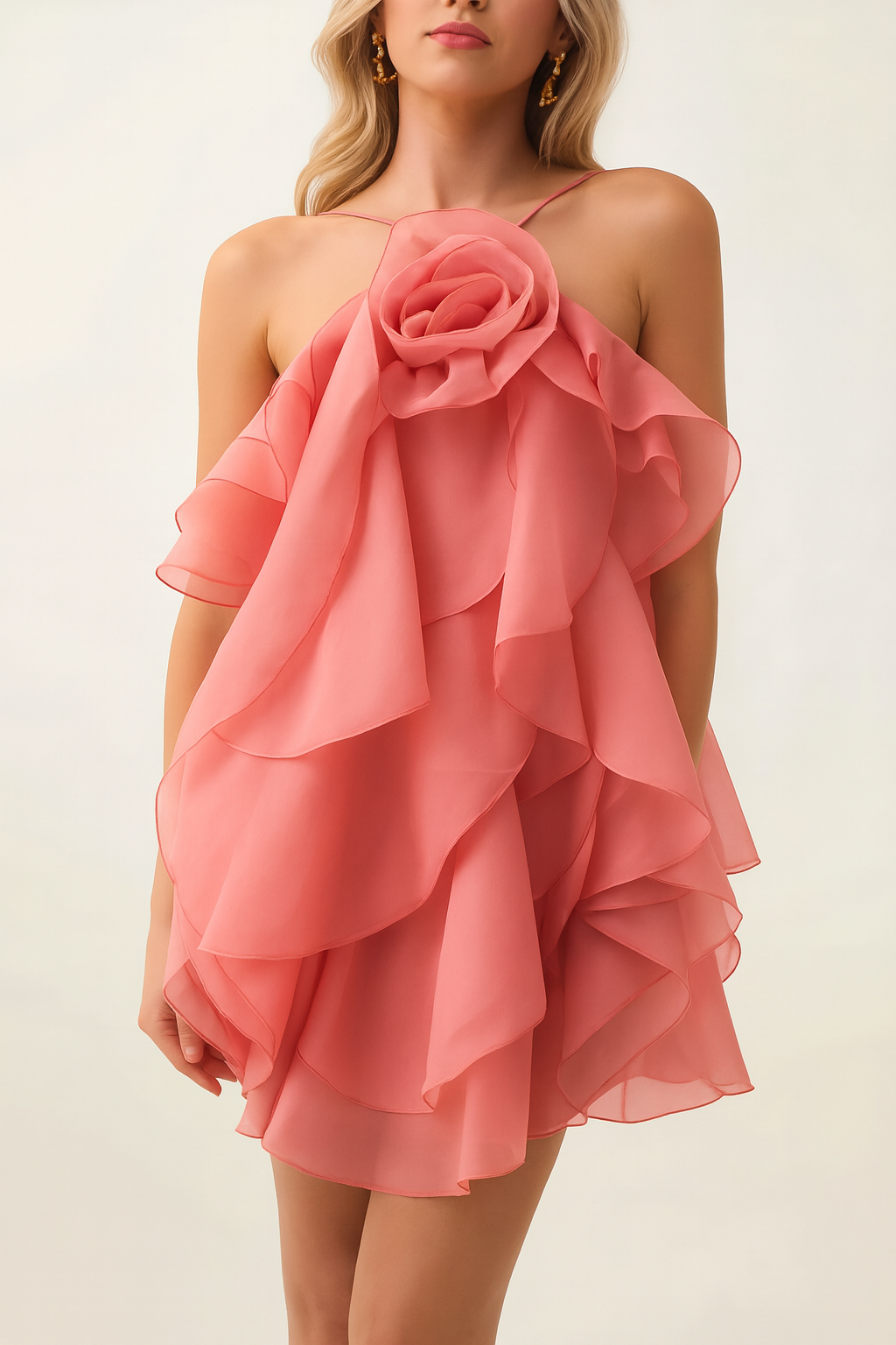 Cutenew | Women's 3D Flower Ruffle Summer Dress | Midi