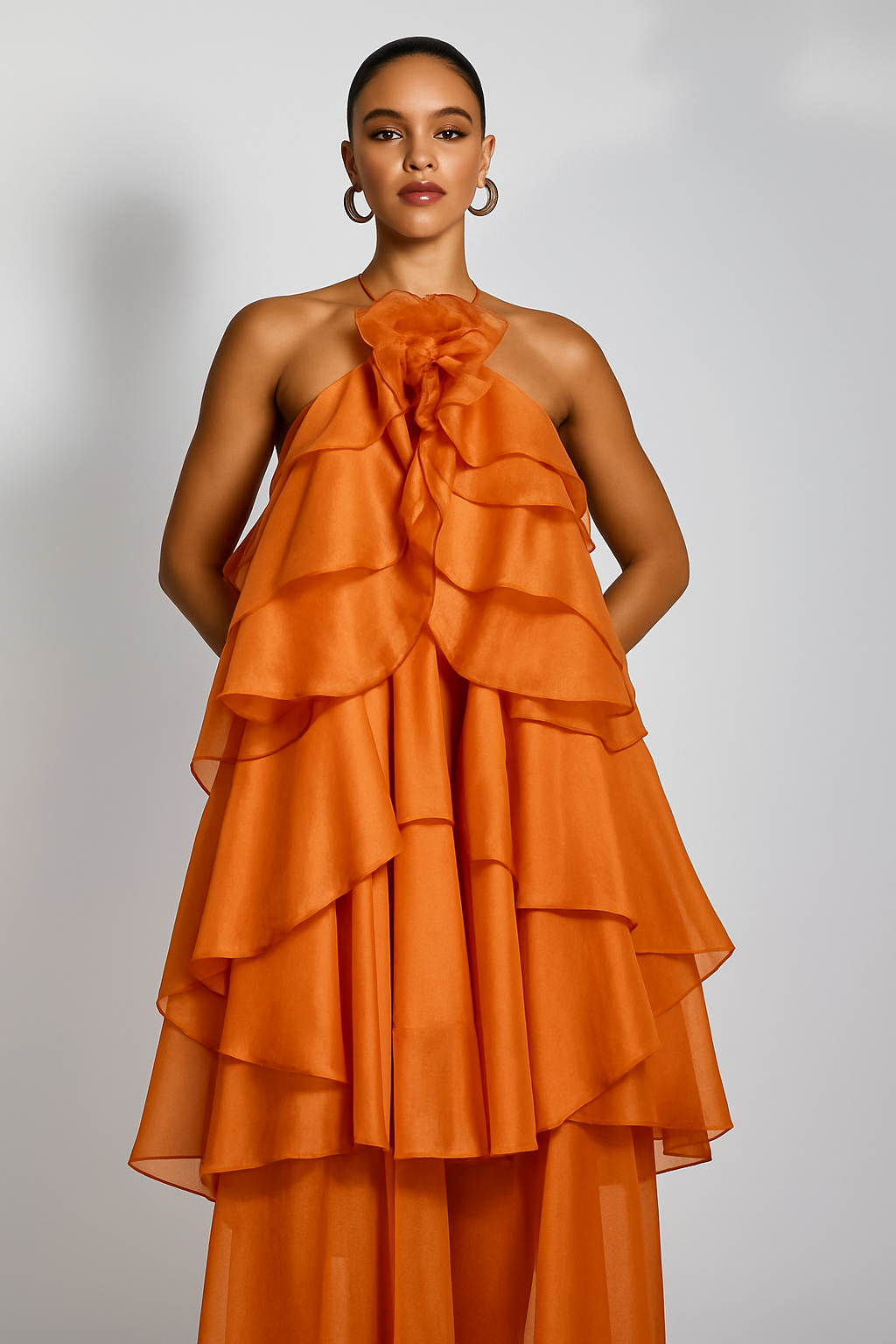 Cutenew | Women's 3D Flower Ruffle Summer Dress | Midi