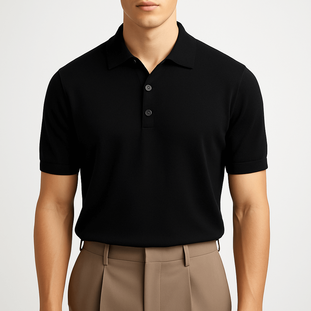 MARMIRI | Fitted Ribbed Knit Polo Shirt