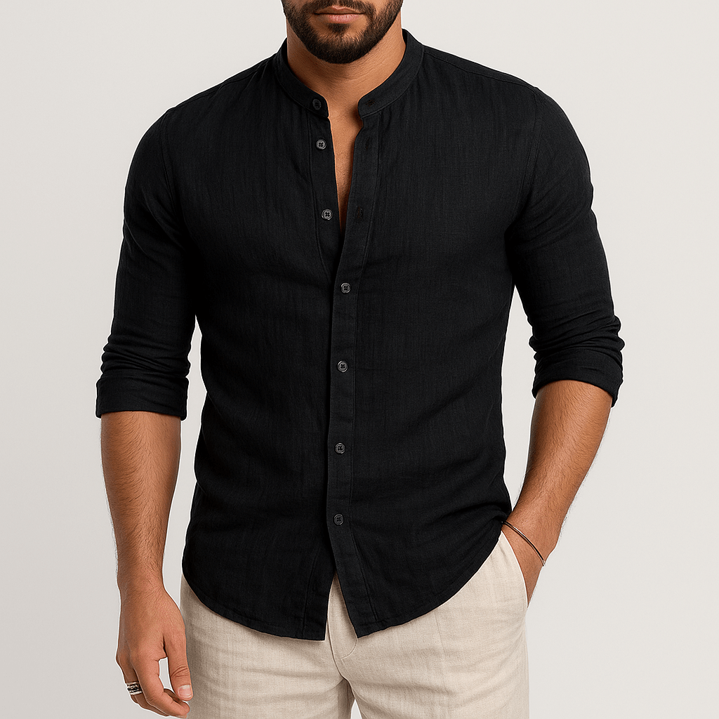 MARMIRI | Linen Band Collar Shirt
