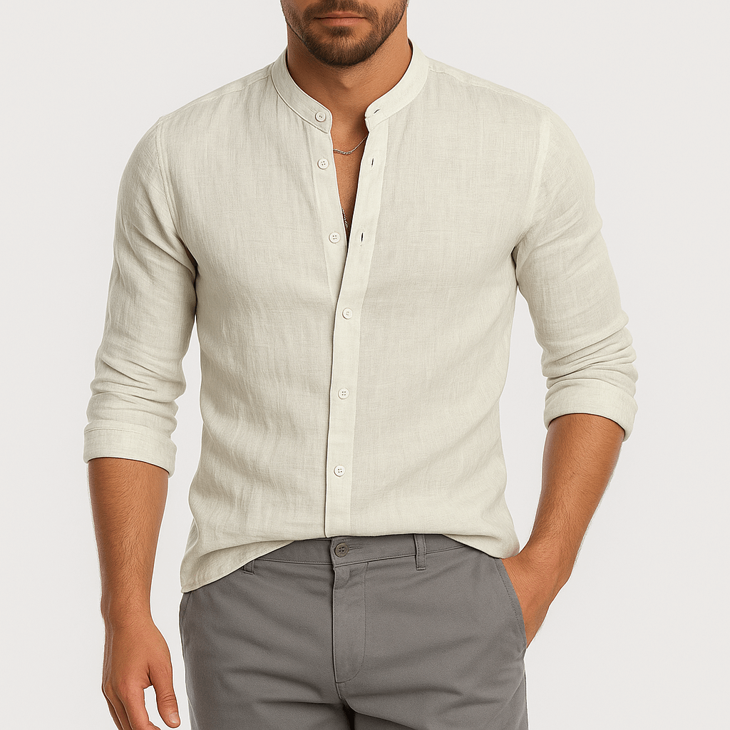 MARMIRI | Linen Band Collar Shirt