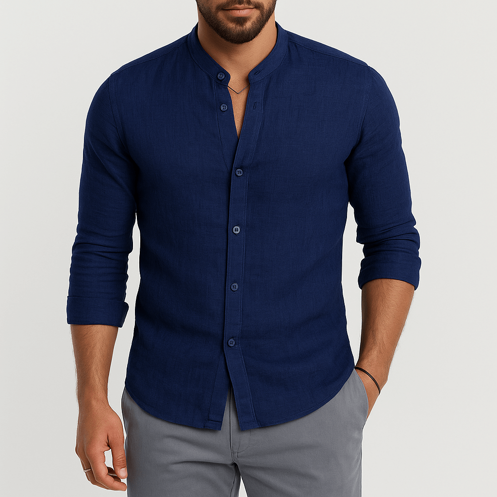 MARMIRI | Linen Band Collar Shirt
