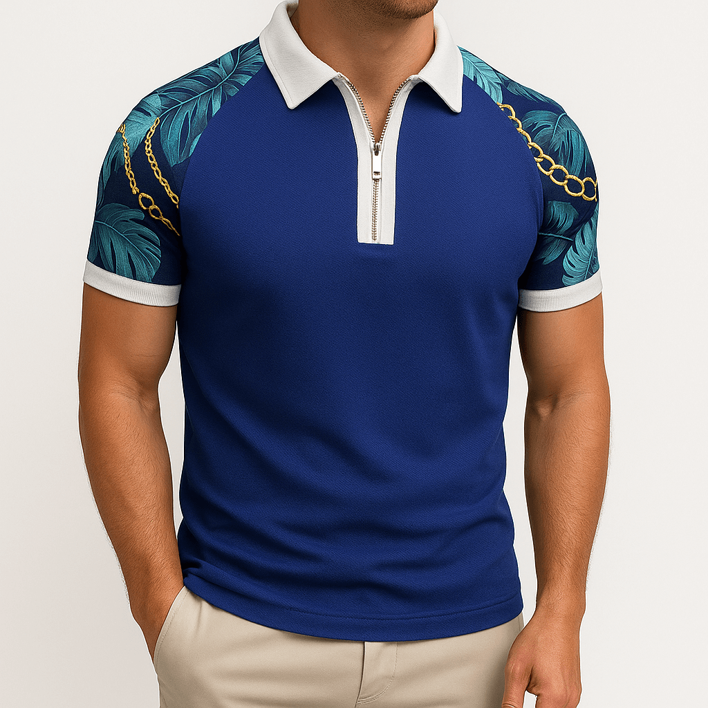 MARMIRI | Retro Zip Stripe Polo Shirt