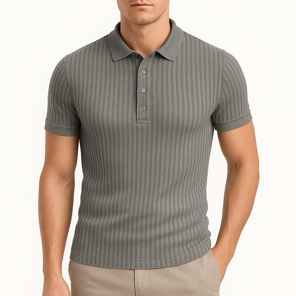MARMIRI | Ribbed Knit Polo Shirt