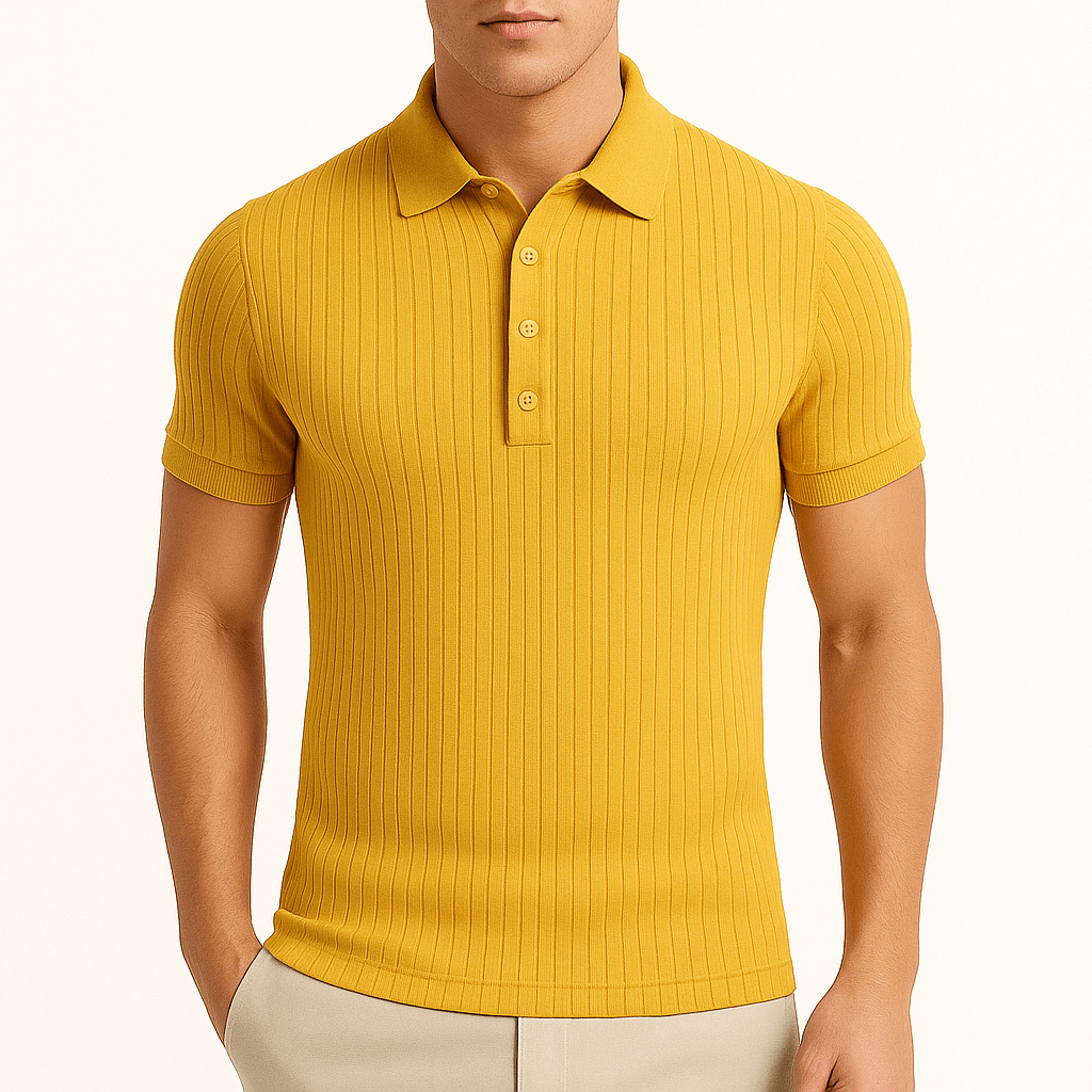MARMIRI | Ribbed Knit Polo Shirt