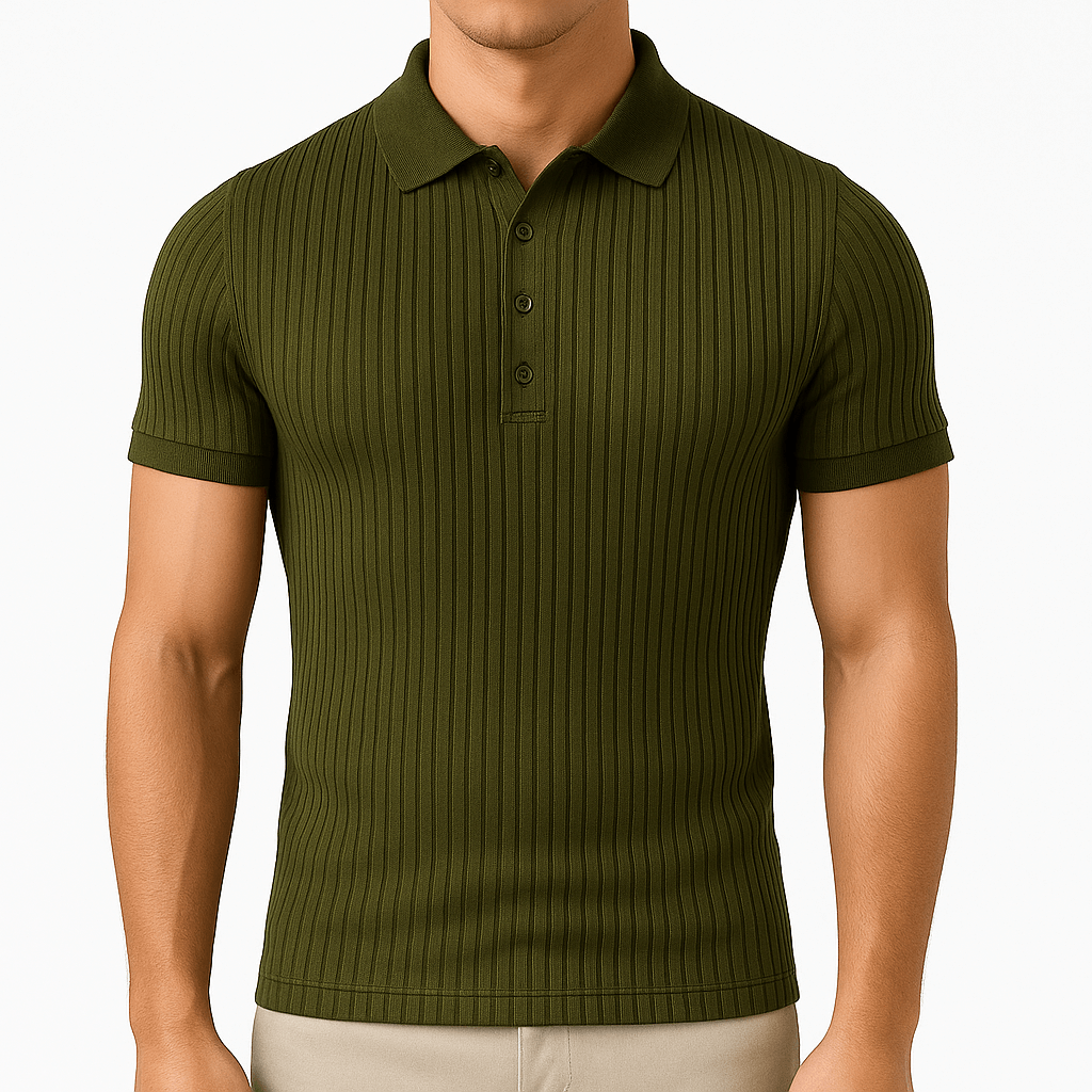 MARMIRI | Ribbed Knit Polo Shirt