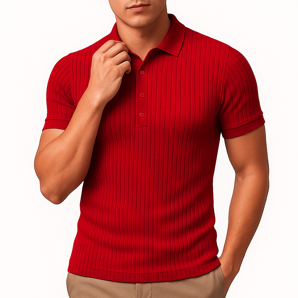 MARMIRI | Ribbed Knit Polo Shirt