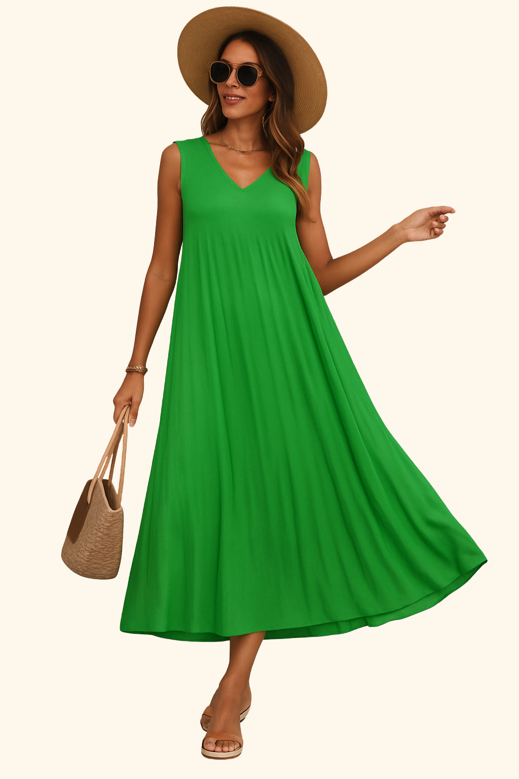 Solara | Women’s Ruffle V-Neck Summer Dress | Maxi