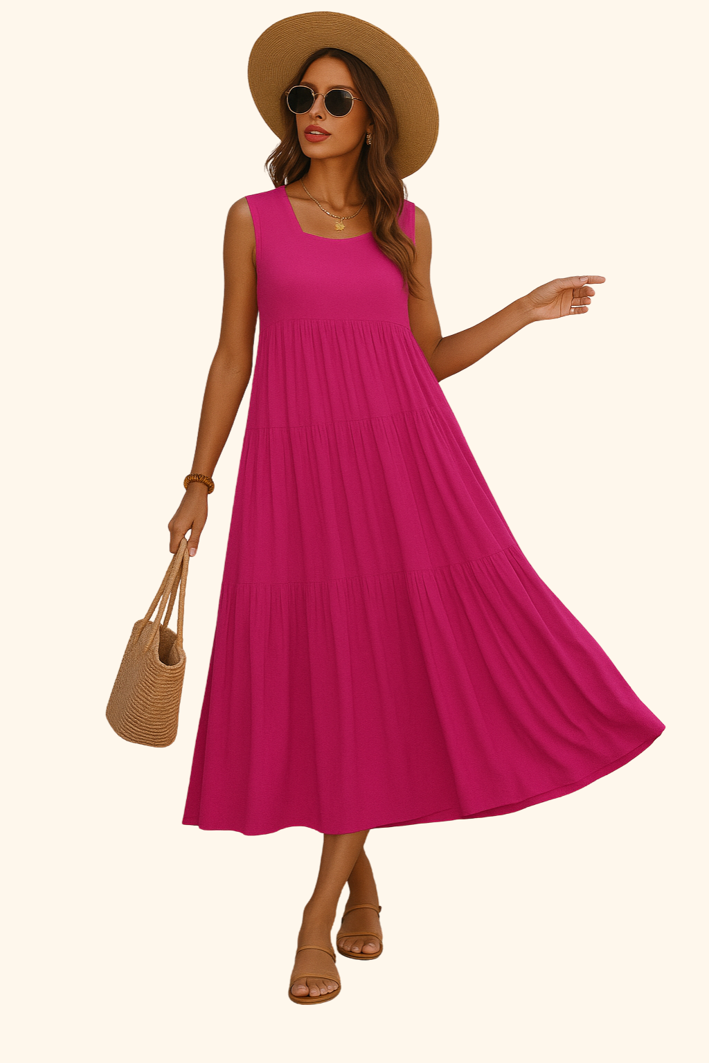 Solara | Women’s Ruffle V-Neck Summer Dress | Maxi