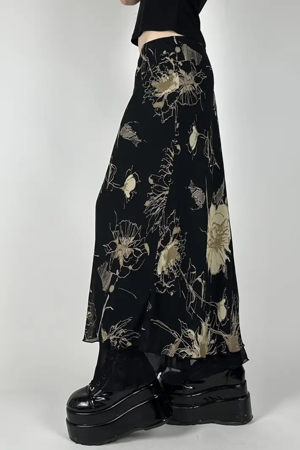 Cutenew | Women's Floral Mesh Skirt | Maxi