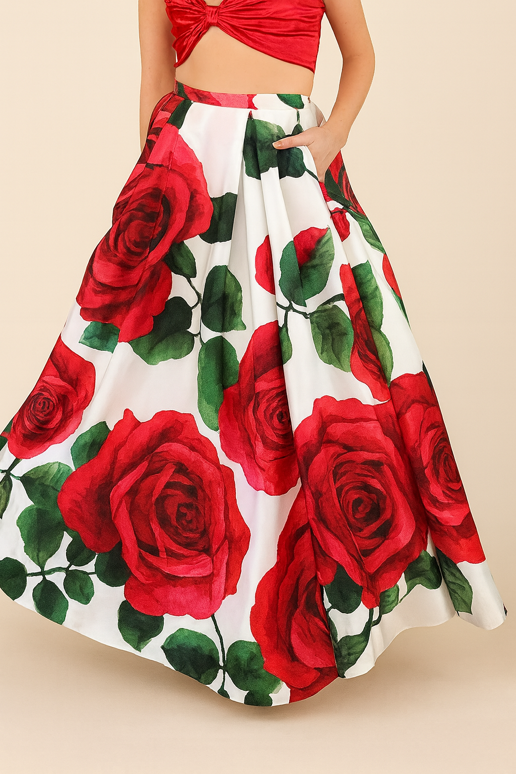Bohemian Yellow Floral Skirt | Women's High Waist A-Line Skirt | Maxi