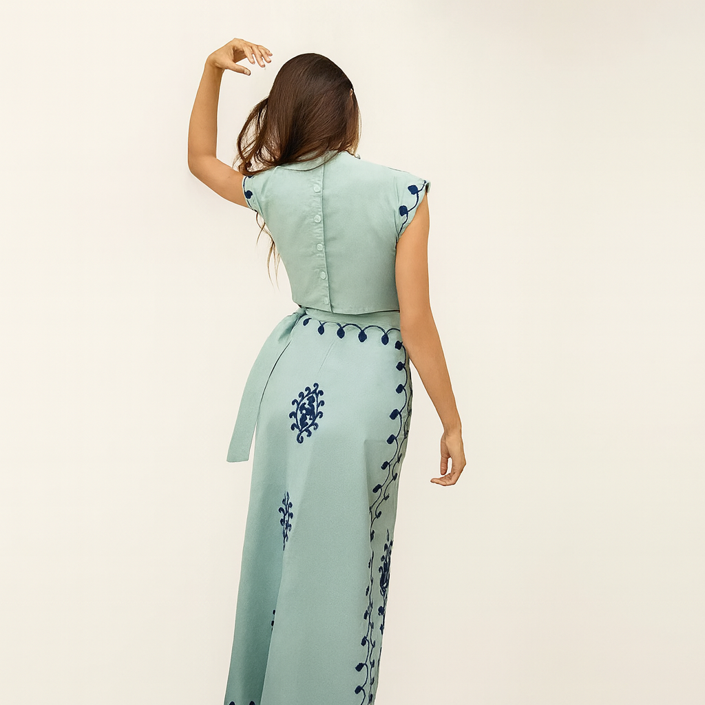 Solstice Vine Embroidered Set | Women's Embroidered Tracksuit | Two-Piece