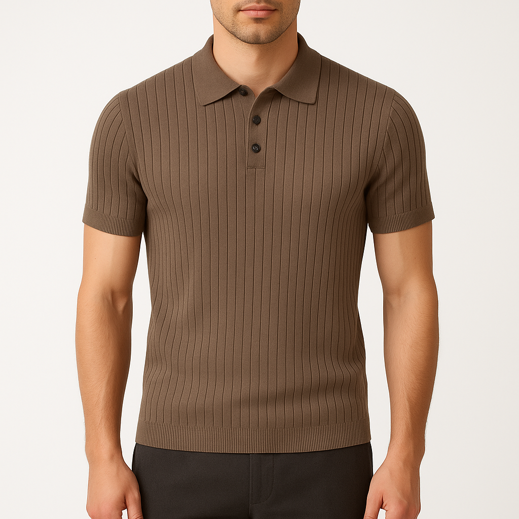 MARMIRI | Retro Ribbed Knit Polo Shirt