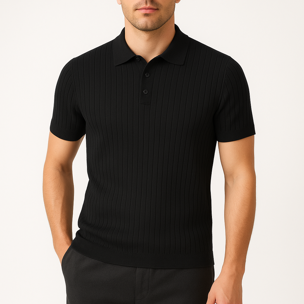 MARMIRI | Retro Ribbed Knit Polo Shirt