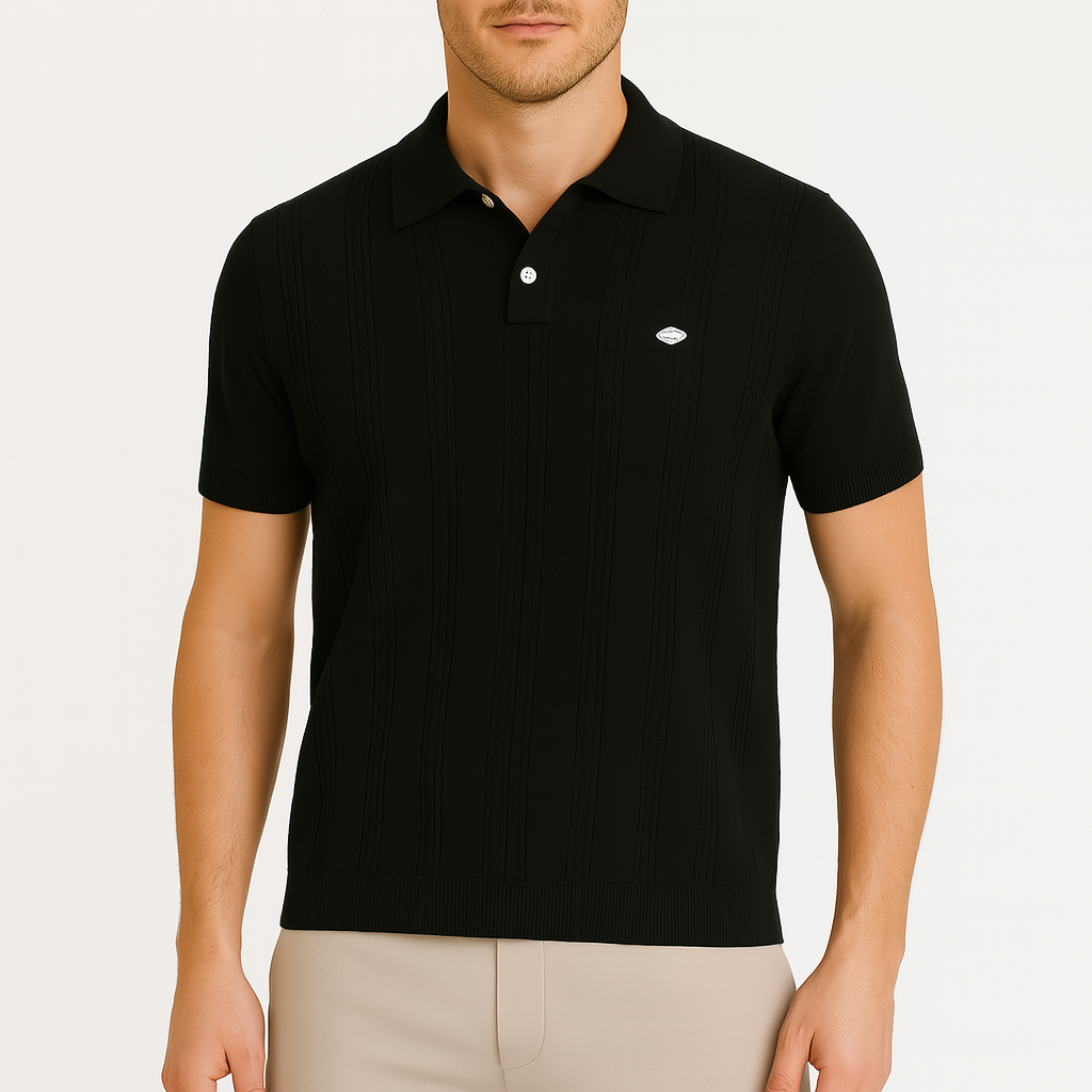 MARMIRI | Ribbed Cotton Knit Polo Shirt