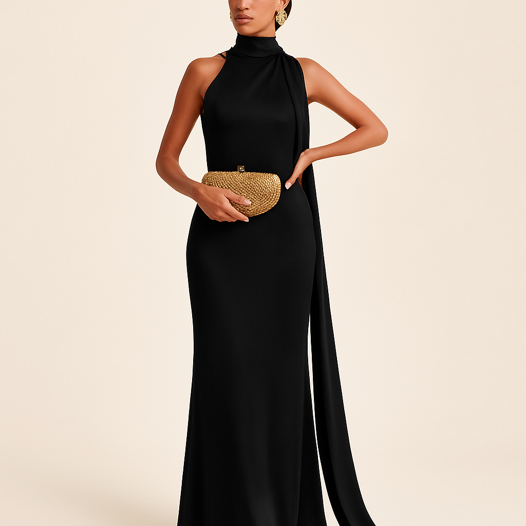 Stylish | Women’s Glossy Halter Party Dress | Maxi