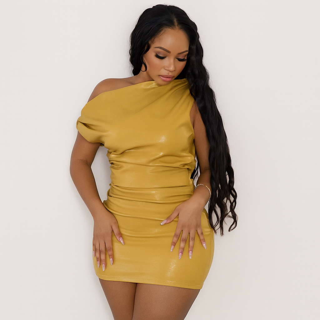 Luxury | Women’s Strapless Glossy Summer Dress | Mini