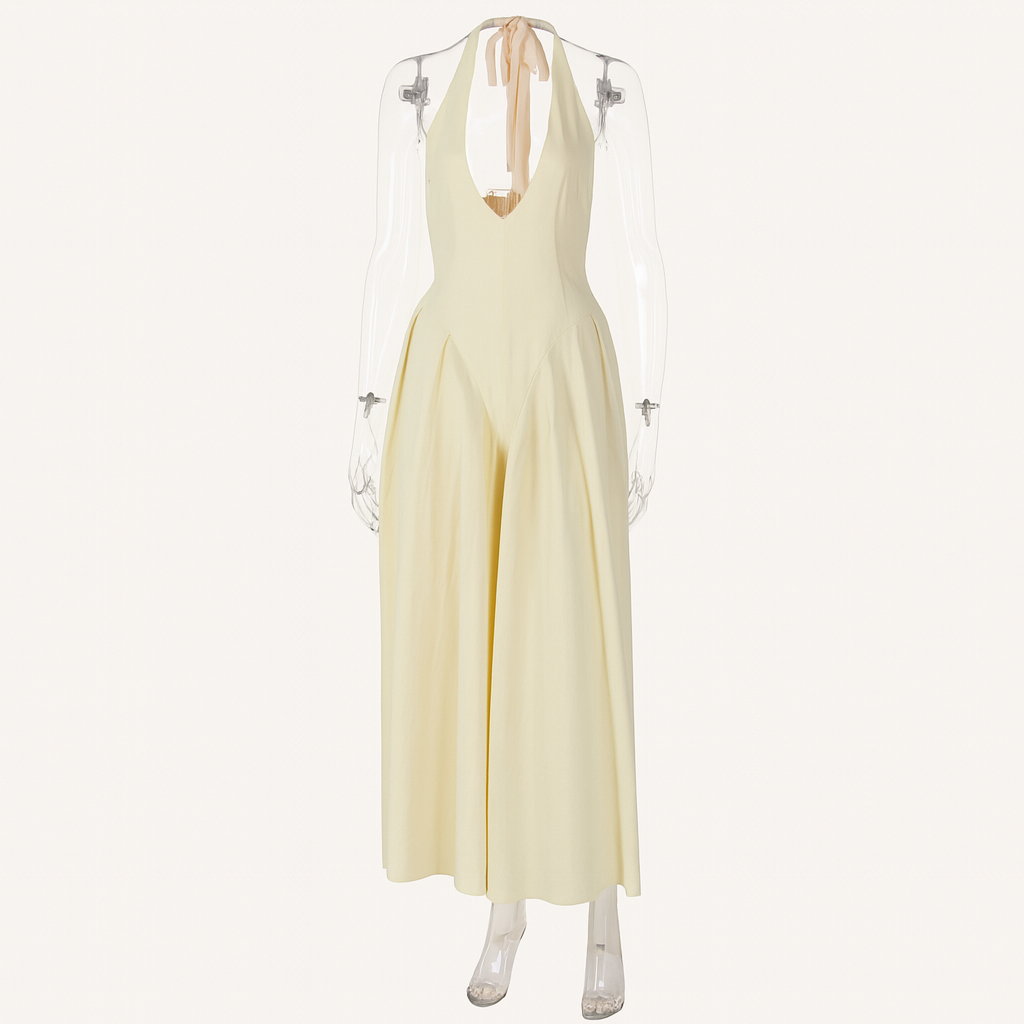 Talenza | Women's Backless Deep V Halter Party Dress | Maxi