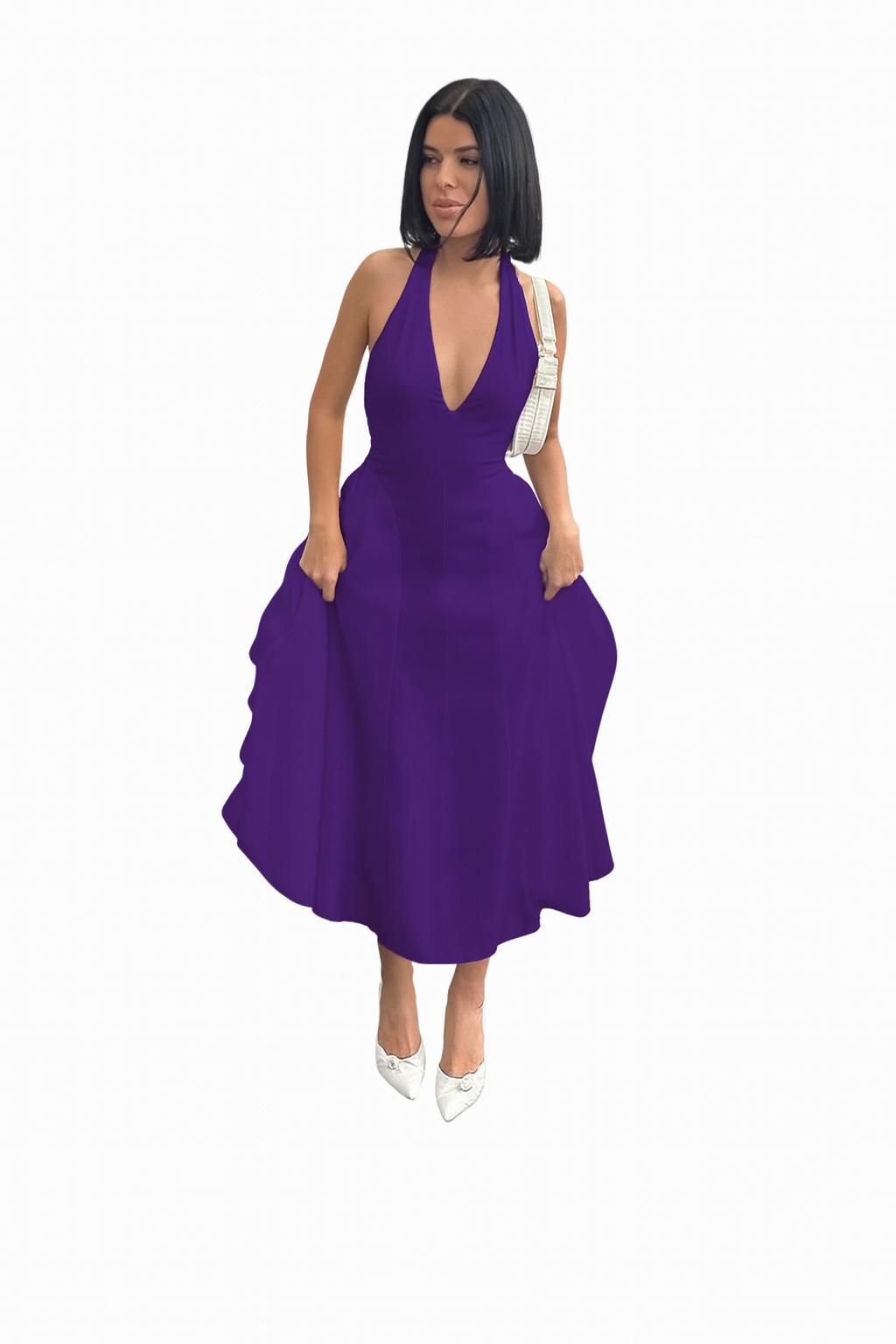 Talenza | Women's Backless Deep V Halter Party Dress | Maxi