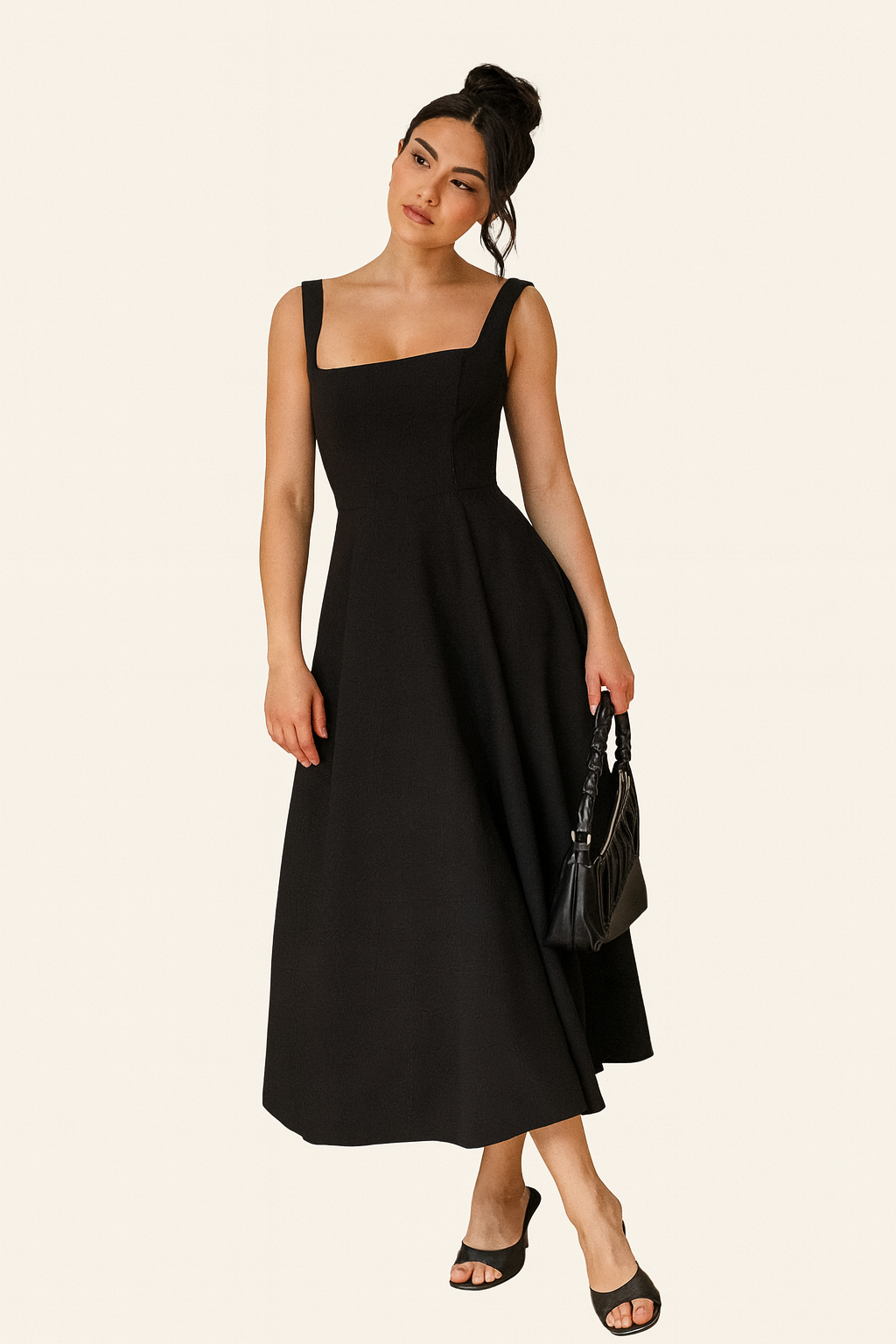 Solid | Women's Spaghetti Strap Backless Summer Dress | Midi