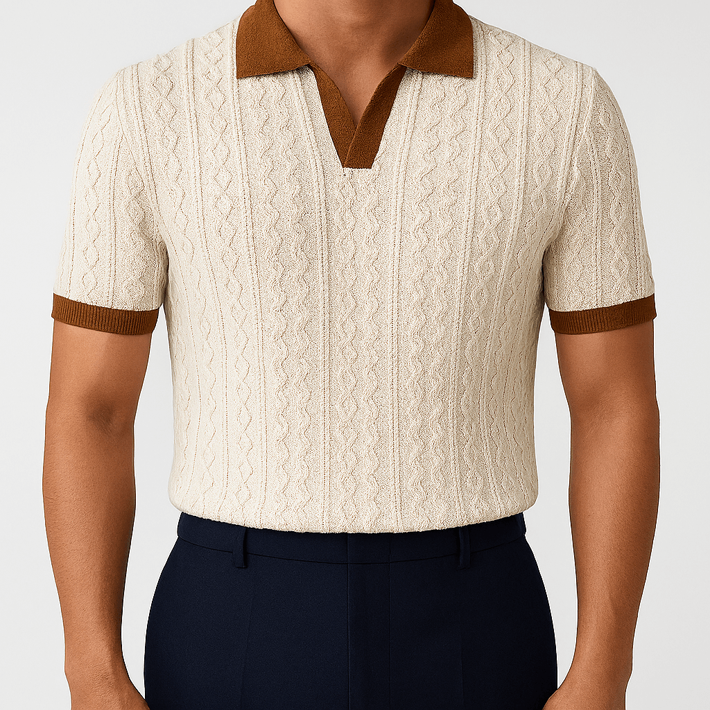 MARMIRI | Cable Knit Polo Shirt