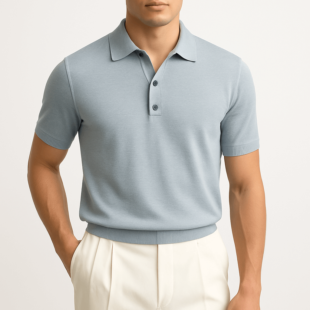 MARMIRI | Fitted Ribbed Knit Polo Shirt
