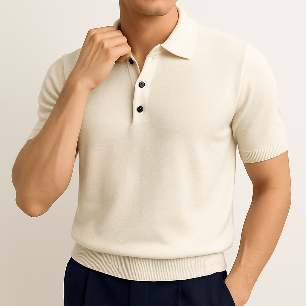 MARMIRI | Fitted Ribbed Knit Polo Shirt