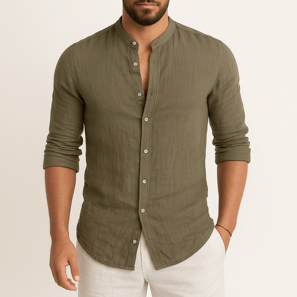 MARMIRI | Linen Band Collar Shirt