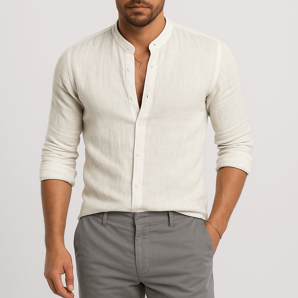 MARMIRI | Linen Band Collar Shirt