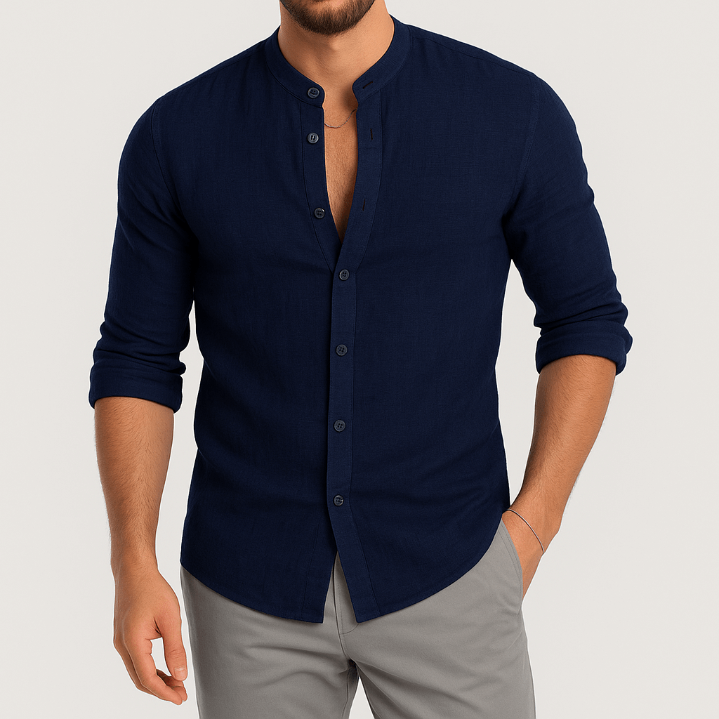 MARMIRI | Linen Band Collar Shirt