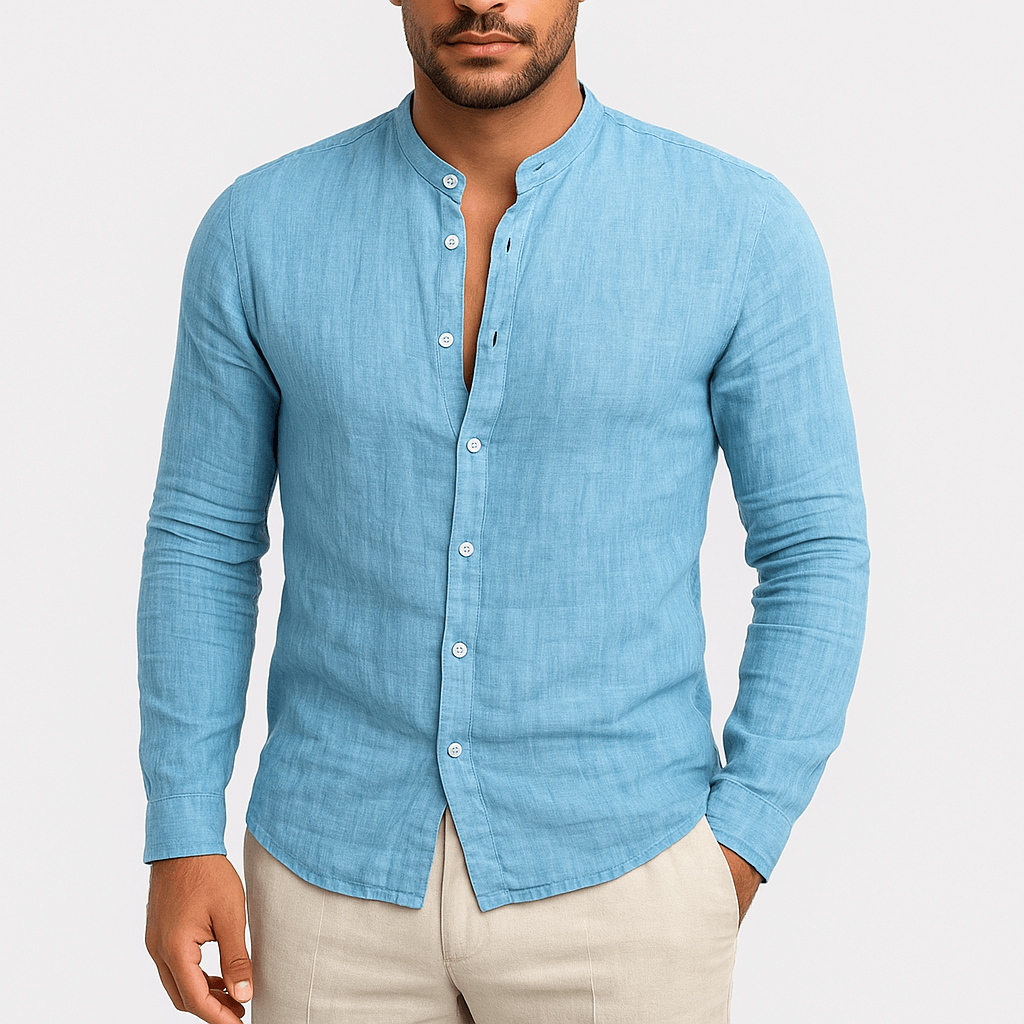 MARMIRI | Linen Band Collar Shirt
