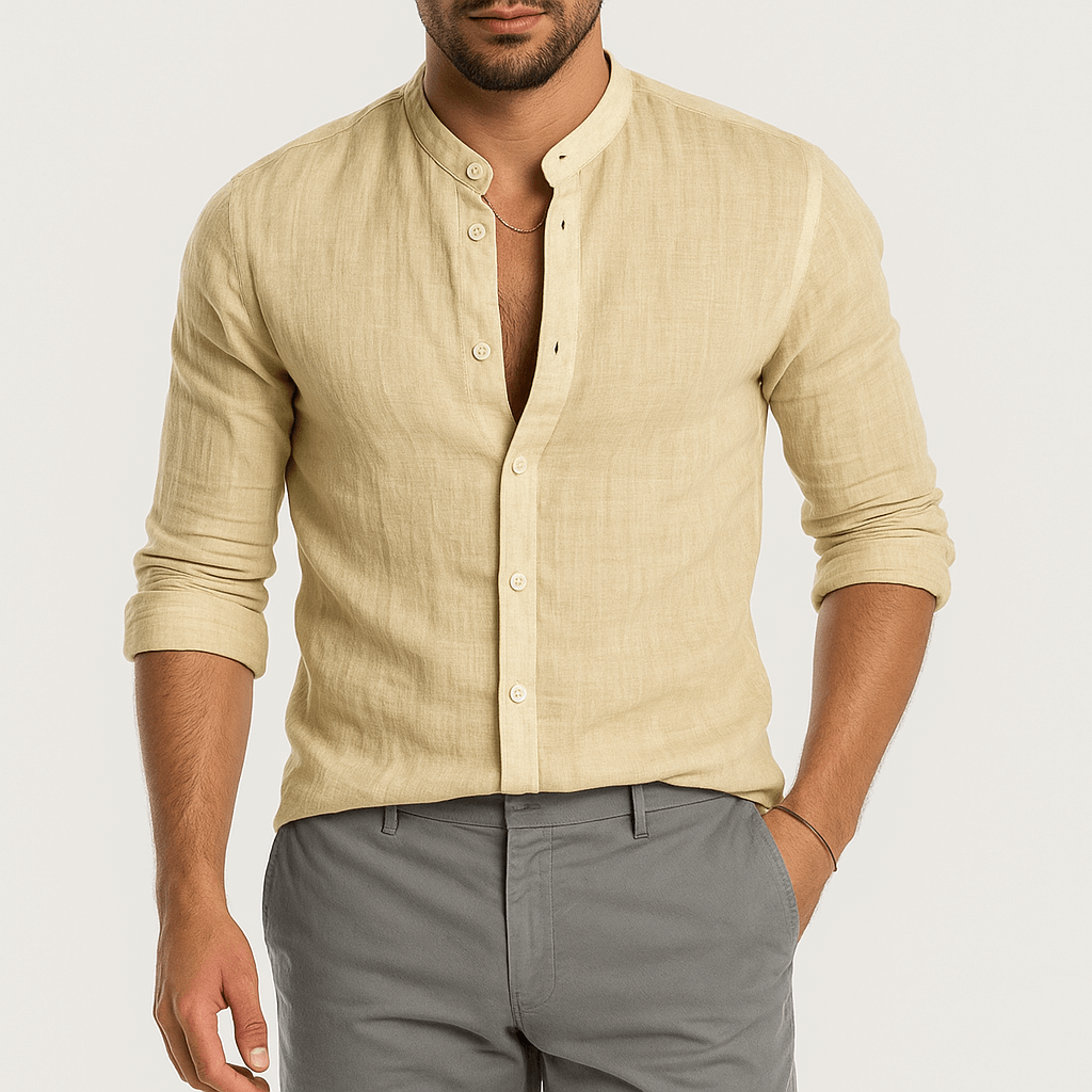 MARMIRI | Linen Band Collar Shirt