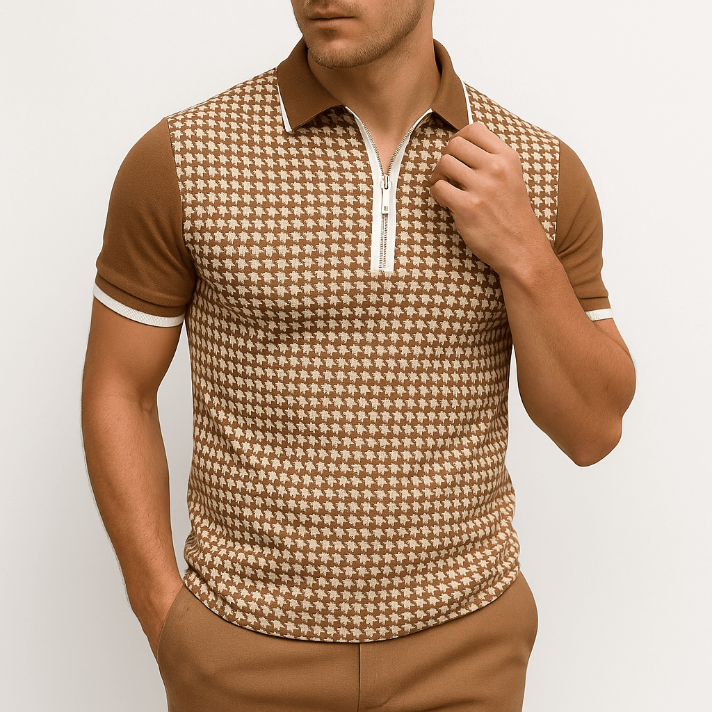 MARMIRI | Retro Zip Stripe Polo Shirt