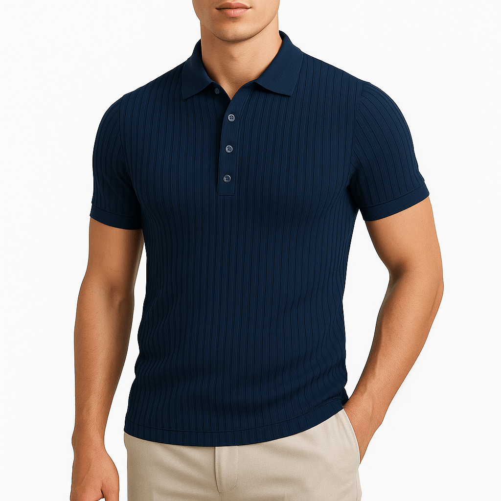 MARMIRI | Ribbed Knit Polo Shirt