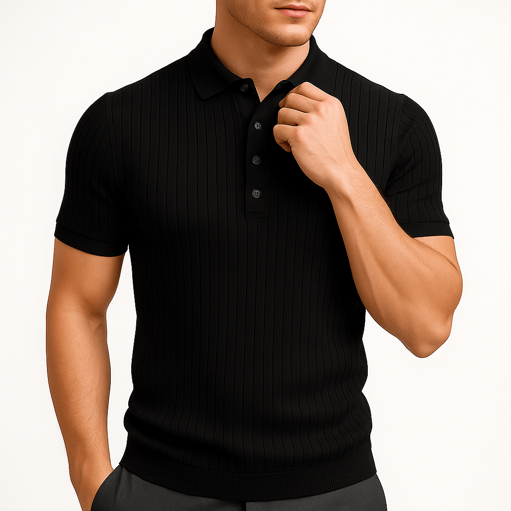 MARMIRI | Ribbed Knit Polo Shirt