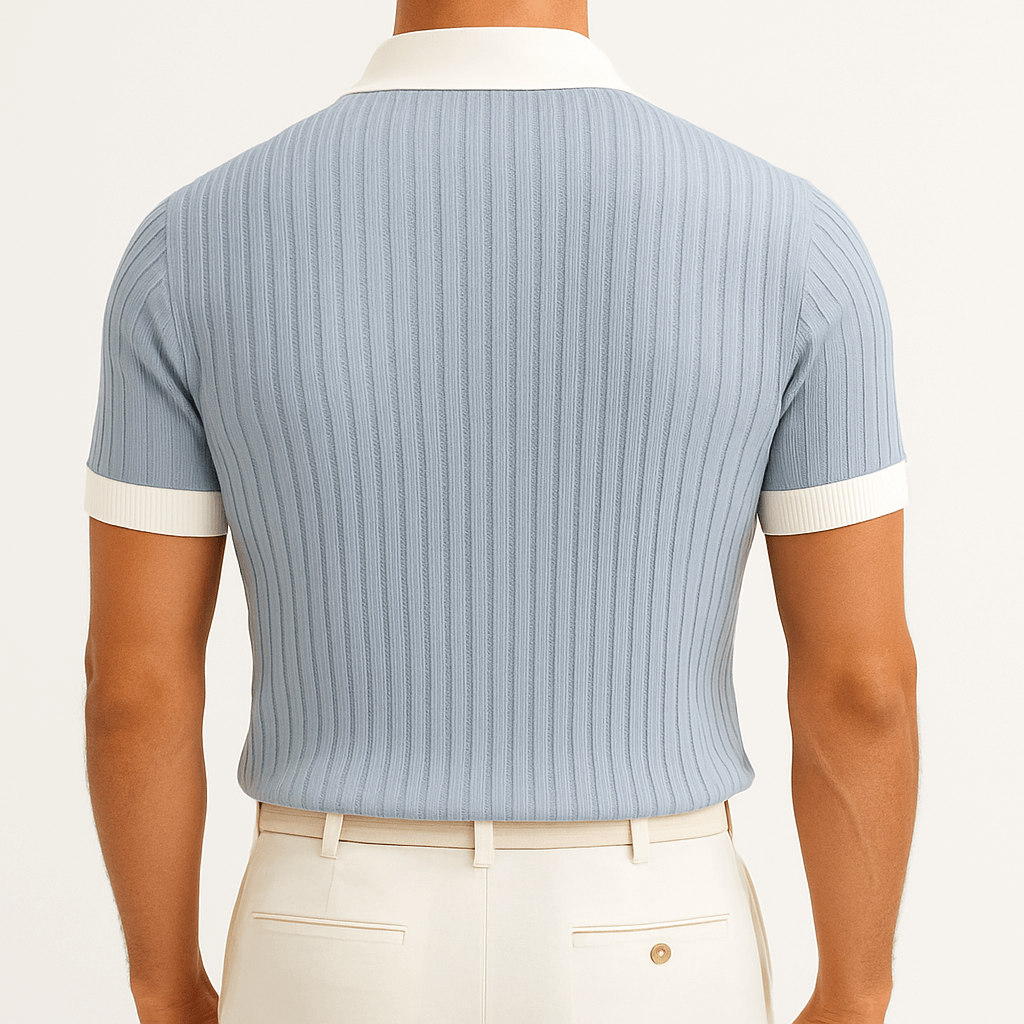 MARMIRI | Ribbed Knit Polo with Contrast Collar