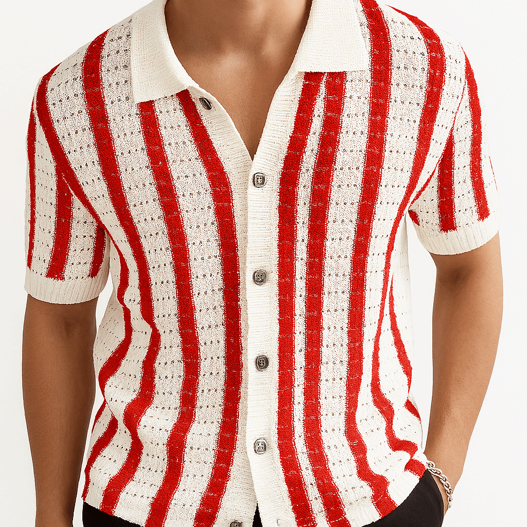 MARMIRI | Striped Knit Polo Shirt