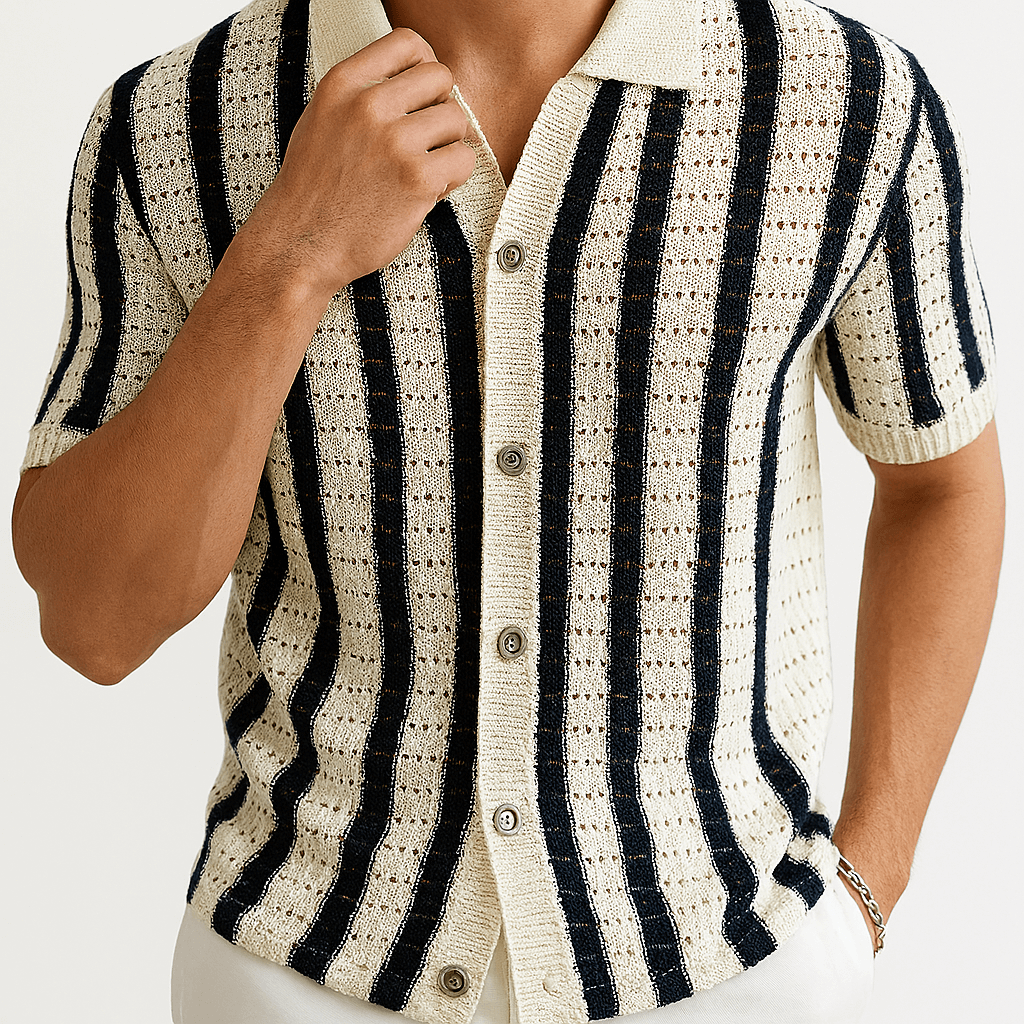 MARMIRI | Striped Knit Polo Shirt
