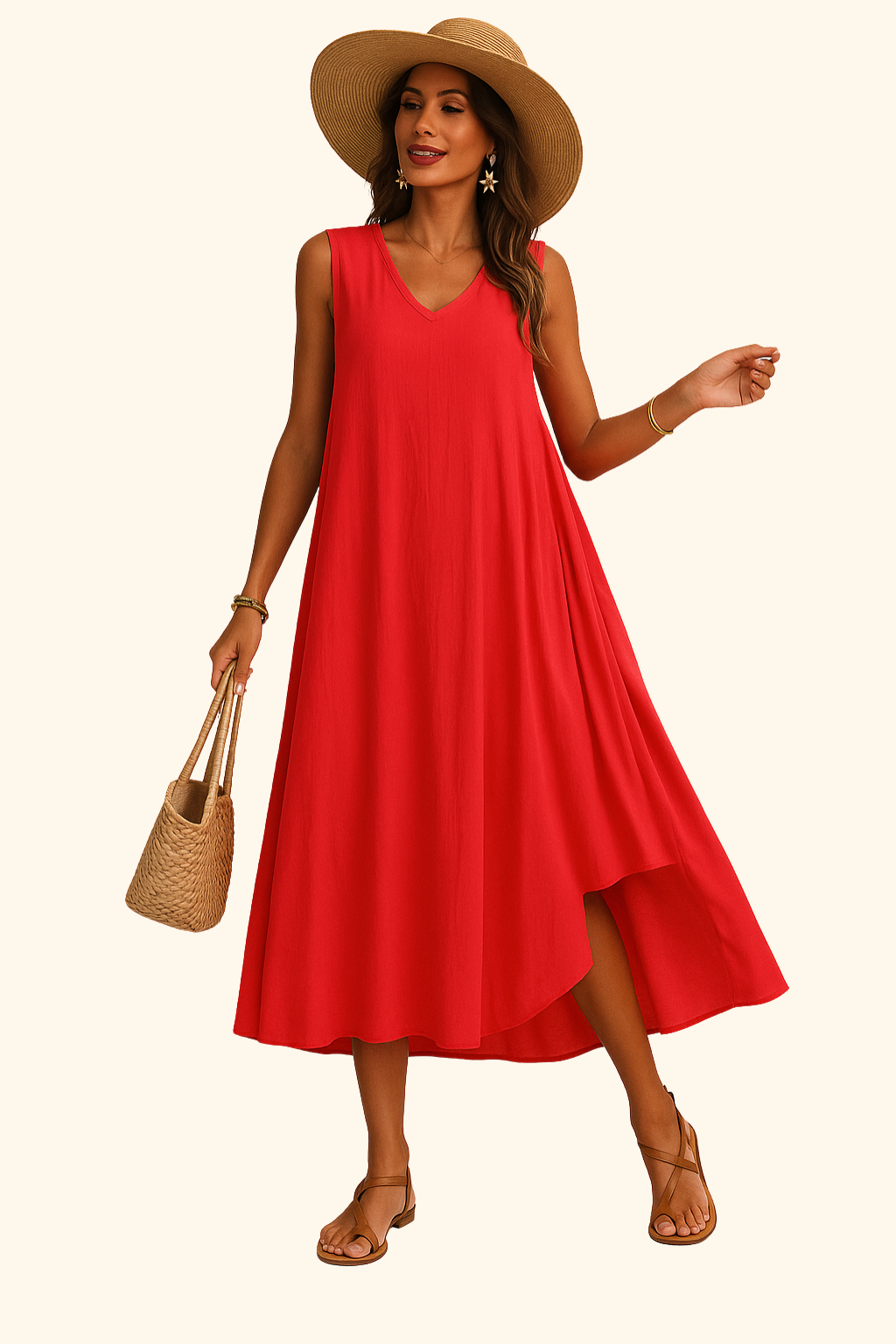 Solara | Women’s Ruffle V-Neck Summer Dress | Maxi