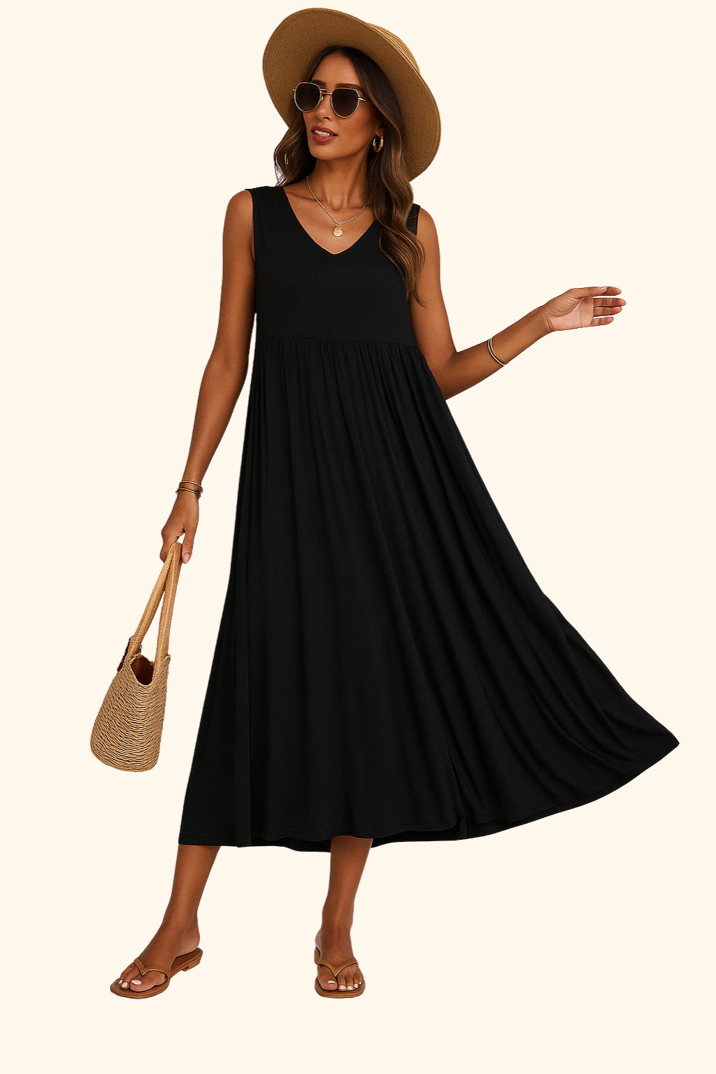 Solara | Women’s Ruffle V-Neck Summer Dress | Maxi