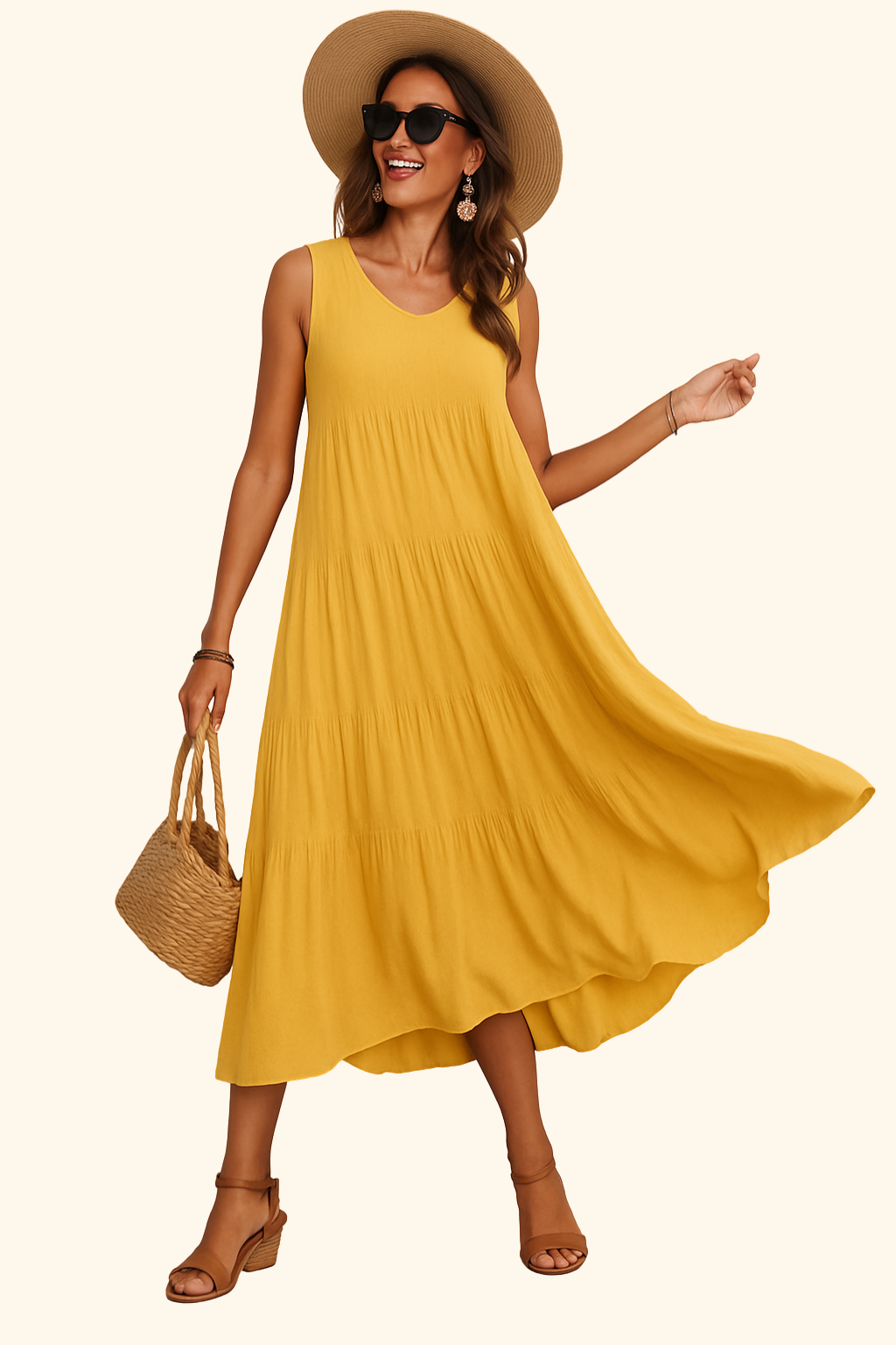 Solara | Women’s Ruffle V-Neck Summer Dress | Maxi