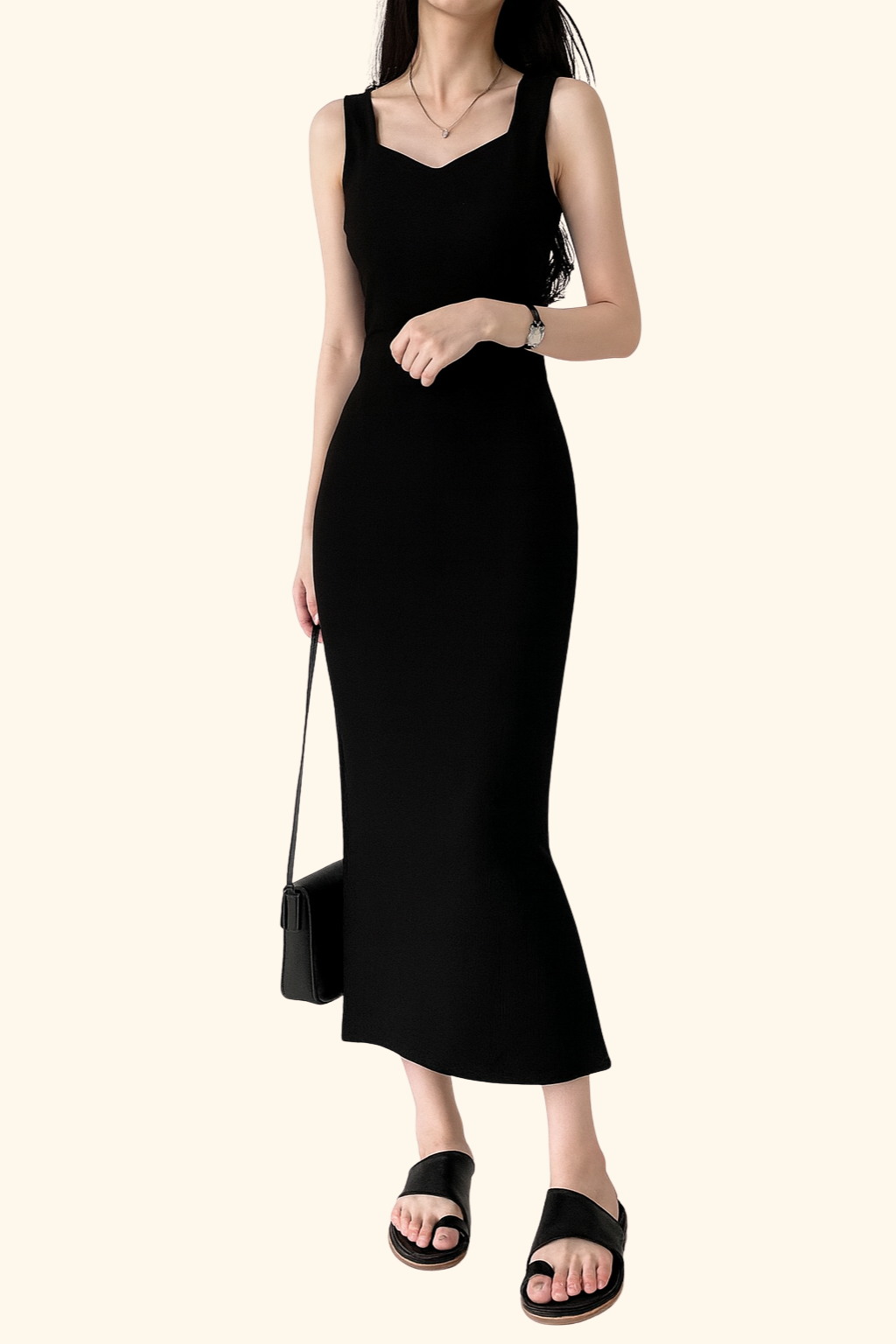 Square Collar Knit | Women's Sleeveless Summer Dress | Long Maxi