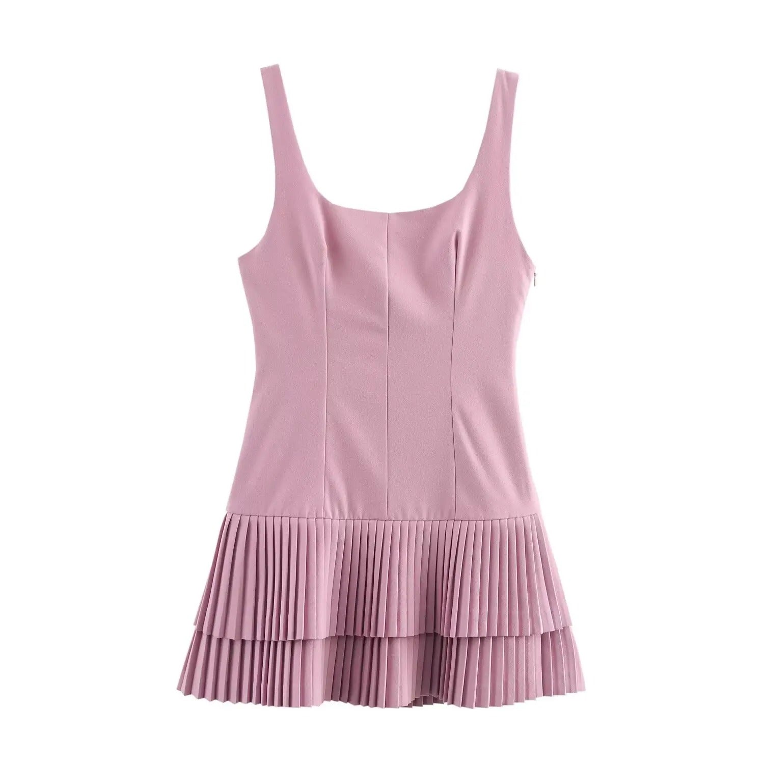 Paulie | Sleeveless Mini Dress with Square Neckline and Pleated Design