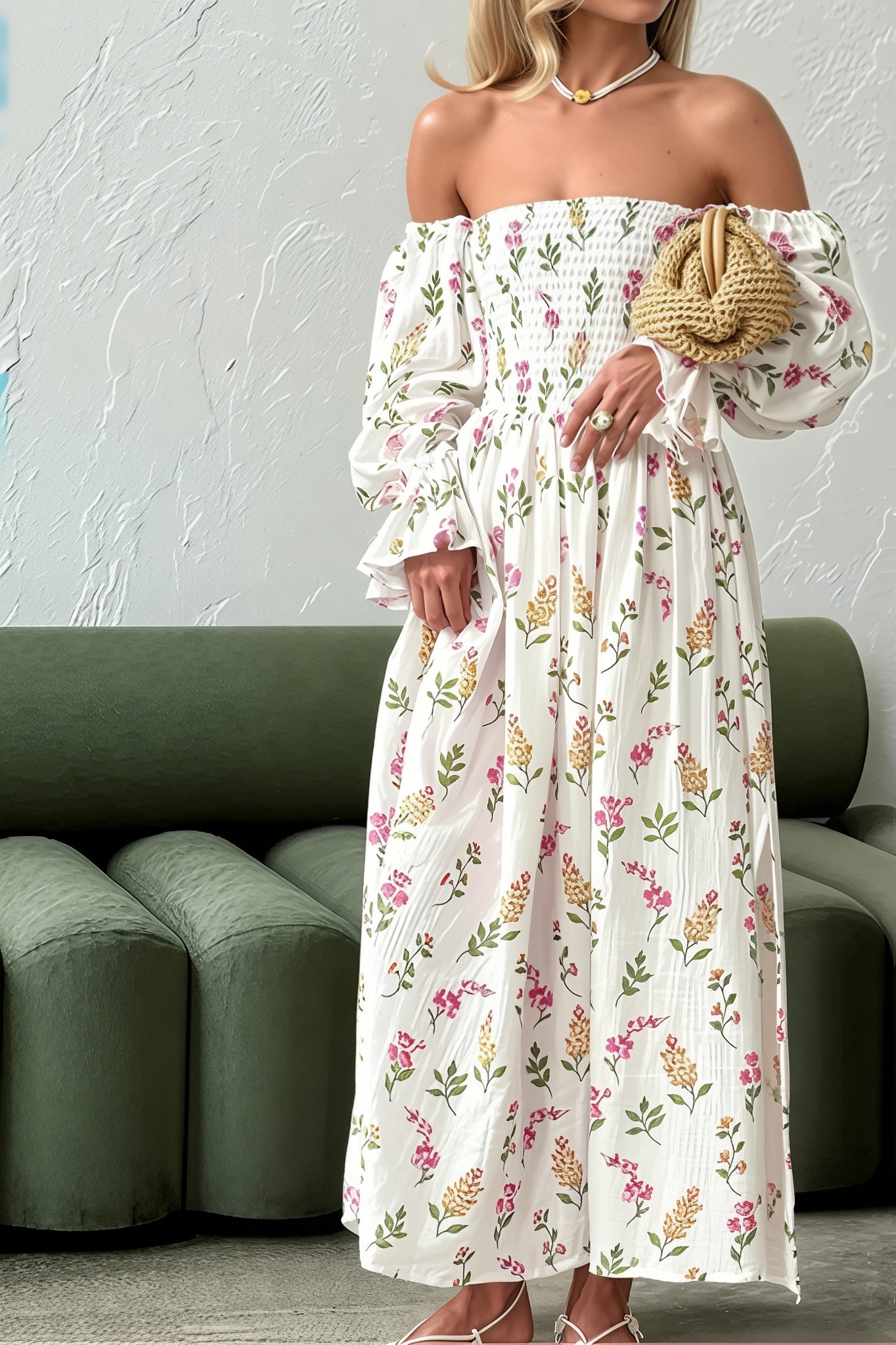 Cutenew | Women's Floral Ruffle Summer Dress | Midi