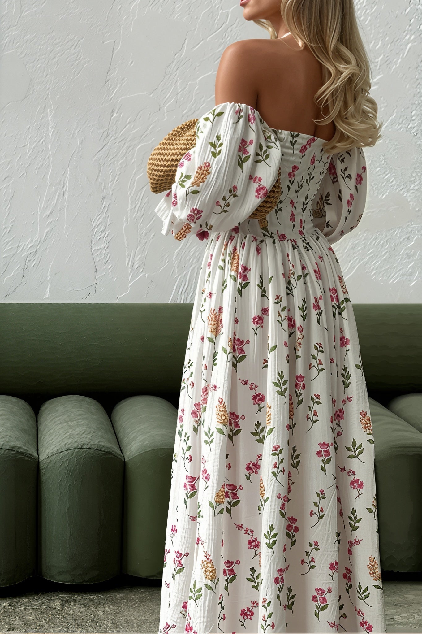 Cutenew | Women's Floral Ruffle Summer Dress | Midi