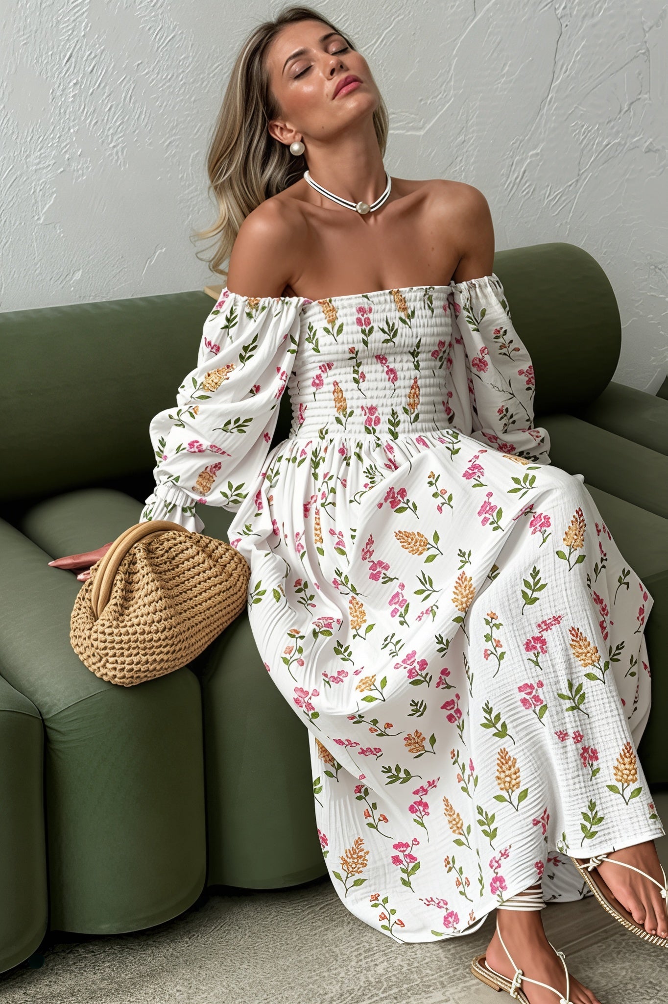 Cutenew | Women's Floral Ruffle Summer Dress | Midi